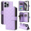 Magnetic Flip Wallet Case for iPhone 15 Pro Purple with 9 1