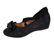 Sapatilhas femininas Willtoo com laço – Bico fino, modelo slip-on, salto baixo em plataforma, estilo Mary Jane em camurça, confortáveis para o