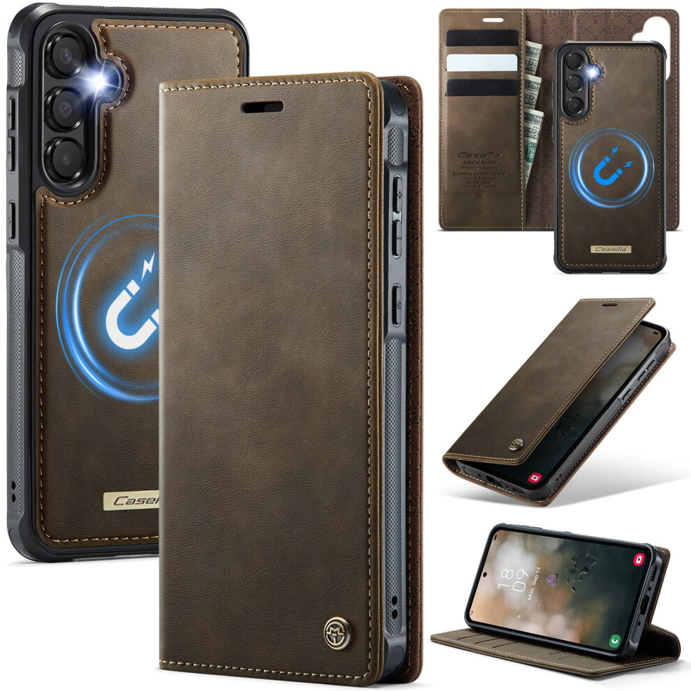 Caseme Wallet Case For Samsung Galaxy A56/A36 5G (6.7") Â Pu Leather, Rfid Blocking, Flip Stand, Shockproof, Magnetic & Detachable, Coffee Brown 9557311938849