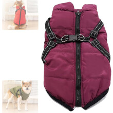 Waterproof Winter Dog Jacket with Harness 3-in-1
