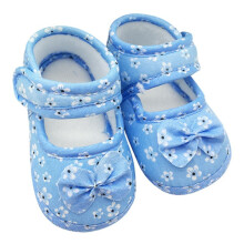 Baby Girls Cotton Crib Shoes with Soft Sole and Bowknot