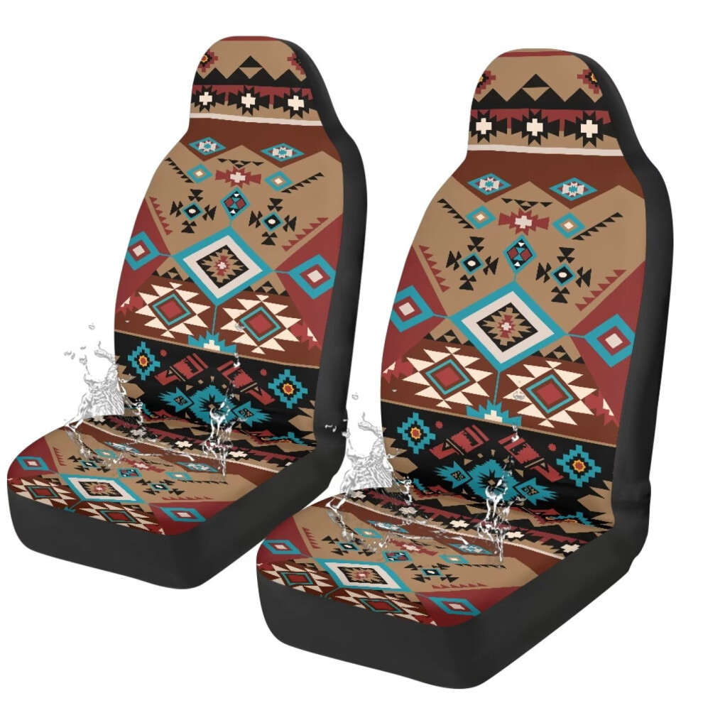 Aztec Waterproof Car Seat Covers Universal Fit 2 Pcs Brown 974856051229