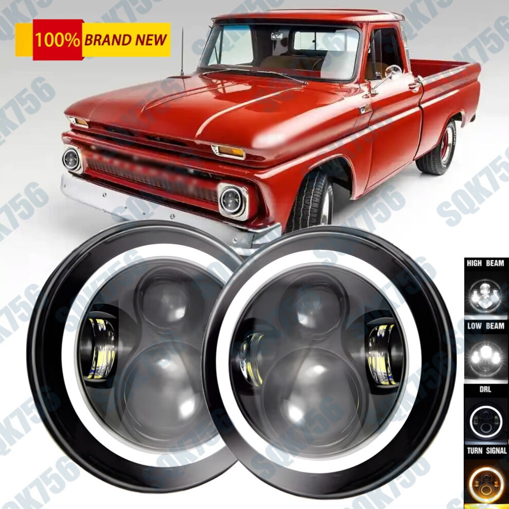 7"Inch Projector Led Headlights Drl For Chevrolet C10 C20 Pickup K10 K20 9557311940408