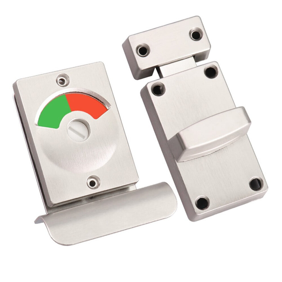 Aluminum Alloy Bathroom Door Lock With Red Green Occupied Vacant Indicator For Toilet Partition Commercial Public Restroom Silver 9557311940903
