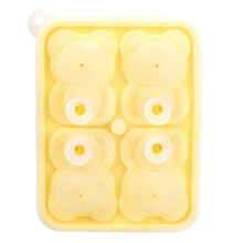 New Four-Grid Bear Ice Tray Mold Silicone Ice Tray Home Ice Cream Freeze Ice Ice Tray Yellow