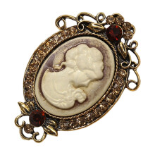 Vintage Cameo rintaneula antiikkikultainen filigraaniseos