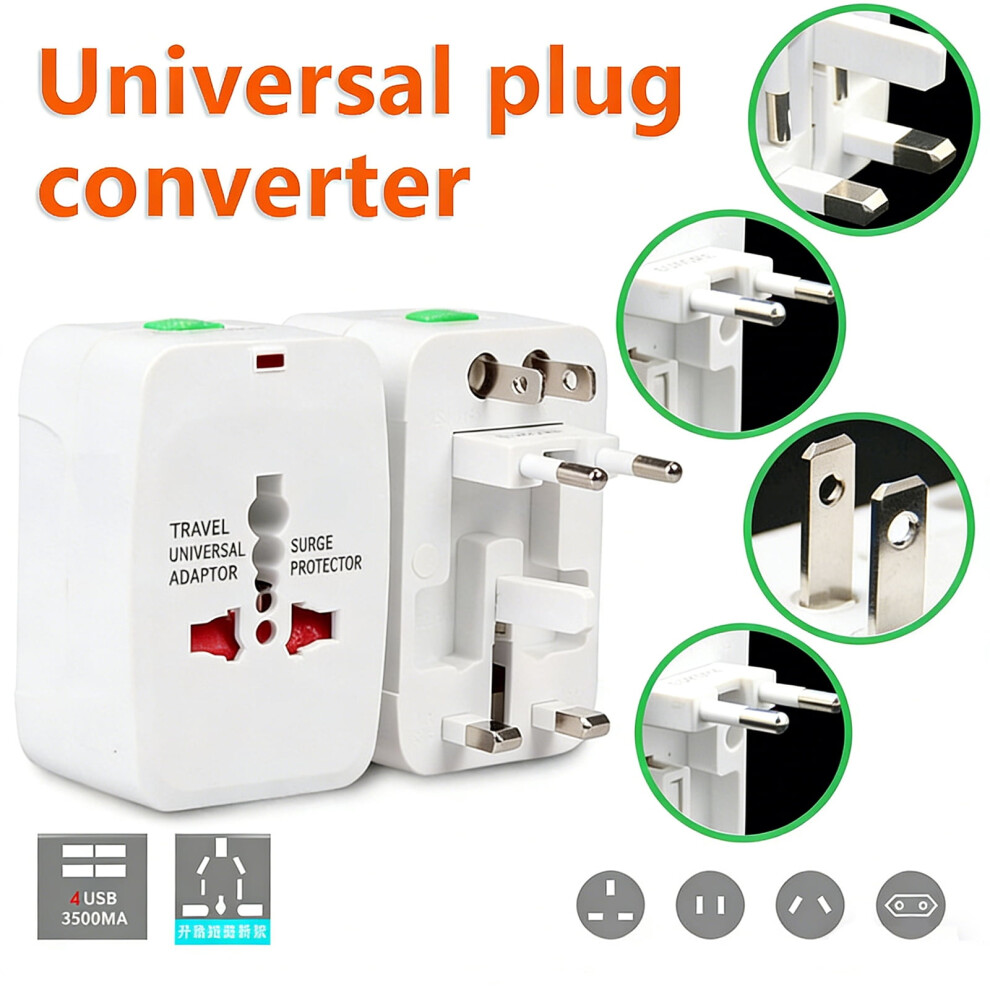 Travel Plug Charger Universal Adapter Us Uk Eu Au White 974856054442