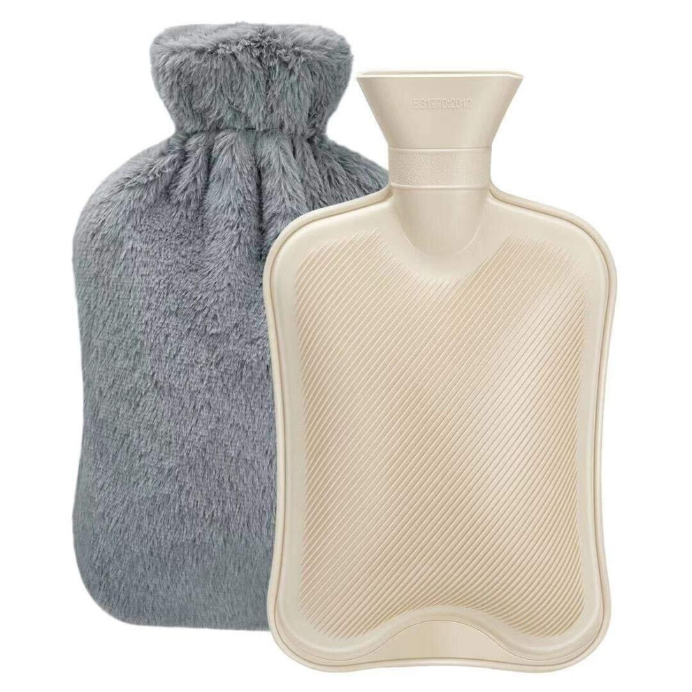 Hot Water Bottle Rubber with Soft Cover (2 Liter) Hot Water Bag for Cramps, Pain Relief, Removable Hot Cold Pack Hot Water Bed Warmer