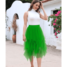 Women's Green A-Line Midi Tulle Skirt XL