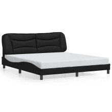 vidaXL Bed Frame without Mattress "Hvar" Bed Black 180x200 cm Faux Leather
