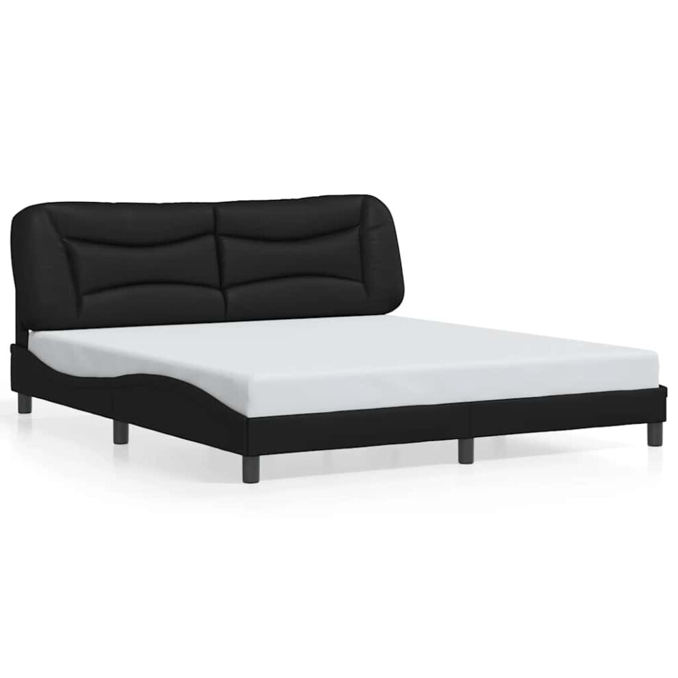 Vidaxl Bed Frame Without Mattress "Hvar" Bed Black 180X200 Cm Faux Leather