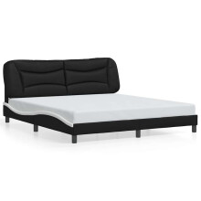 vidaXL Bed Frame without Mattress "Hvar" Bed Black and White Faux Leather