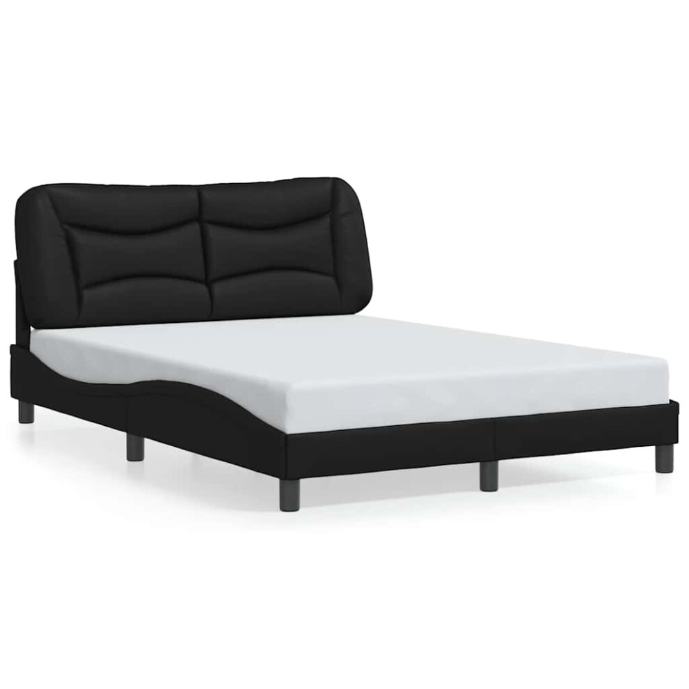 Vidaxl Bed Frame Without Mattress "Hvar" Black 135X190 Cm Double Faux Leather