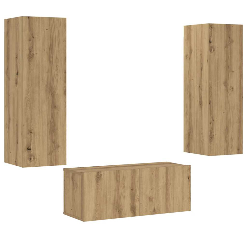 Vidaxl (Artisan Oak) Tv Cabinet Set 3 Piece Engineered Wood Tv Stand Multi Colours /Sizes