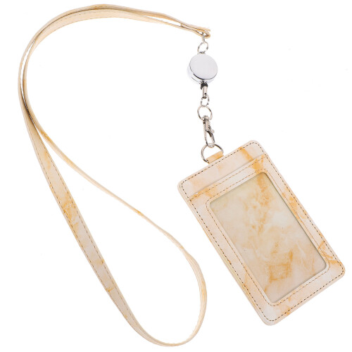 4Sets Beige Work Id Badge Holder with Detachable Lanyard for Office 1