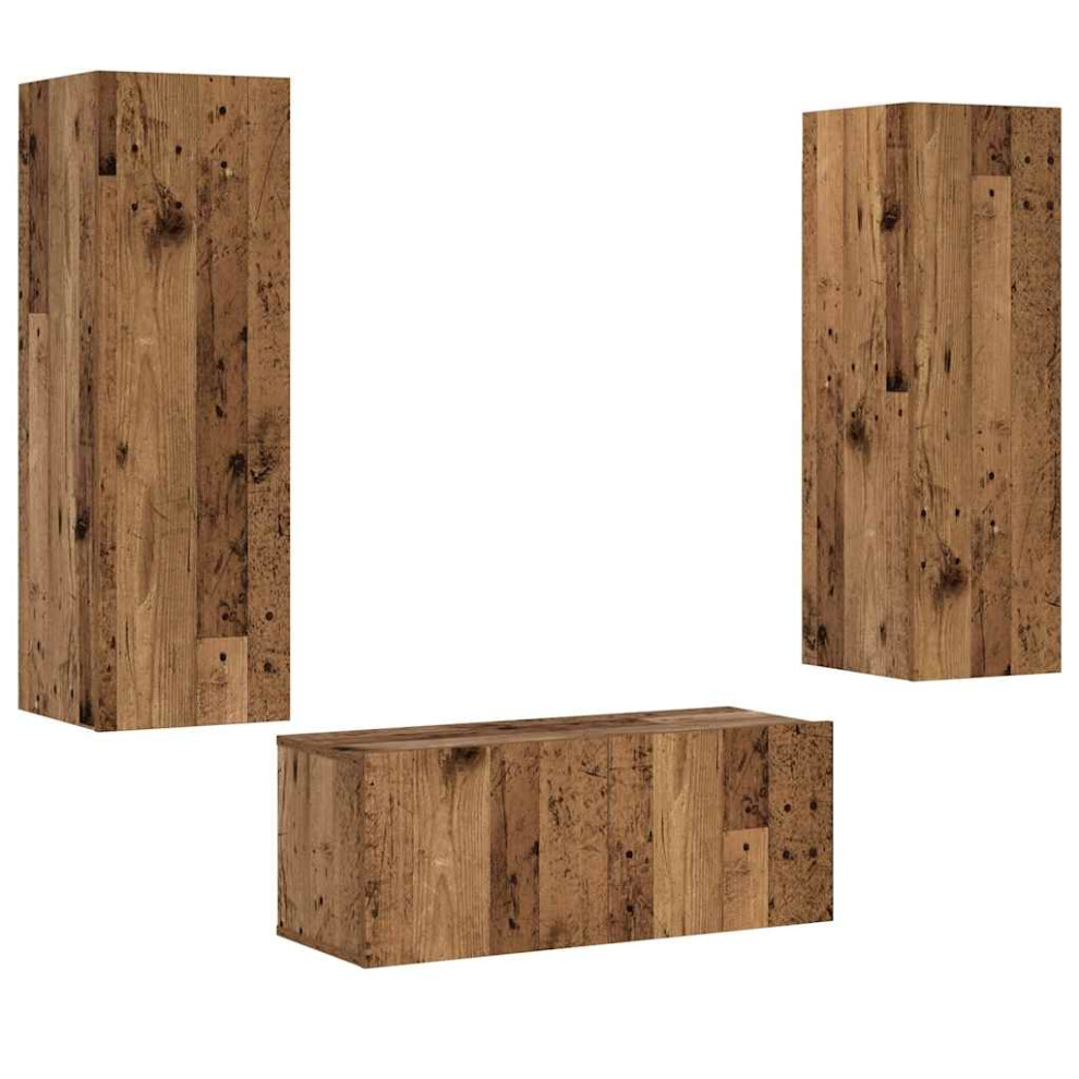 Vidaxl (Old Wood) Tv Cabinet Set 3 Piece Engineered Wood Tv Stand Multi Colours /Sizes