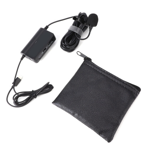 Microphone cravate avec réduction du bruit du vent, isolation phonique, interface USB-C, design compact, léger, haute sensibilité,