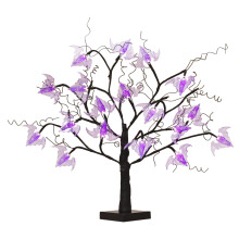 Bezaubernde Halloween-Dekorationen, 60 cm hoher beleuchteter Baum mit batteriebetriebenen lila Lichtern, Halloween-Tischdekoration für Zuhause mit
