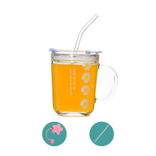 Vaso de vidrio con dibujos animados, taza reutilizable para beber con tapas antideslizantes y a prueba de fugas, botella de agua de vidrio de