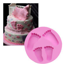 Molde de silicone elegante para pegada de bebê, decoração de bolo com pasta americana, molde multifuncional para confeitaria faça você mesmo,