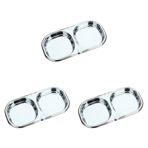 3Pcs Stainless Steel Appetizer Plates Silver for Dipping & Condiments 2