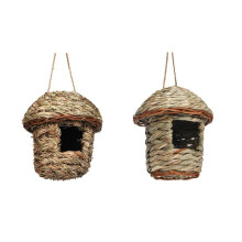 Nido per Uccelli In Paglia Intrecciata A Mano, Portello Sospeso per Giardino Esterno Allevamento per Nido per Uccelli Giardino All'Aperto