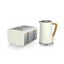 Swan Nordic Kitchen Set, 1.7L Fast Boil Kettle and 1500W 4-Slice Toaster, White SK14610WHTN/ ST14620WHTN, EEJB153
