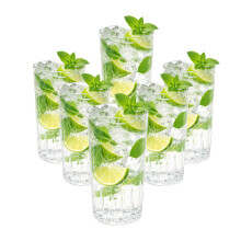 Highball Glasses Set of 6 Crystal Cut Look Cocktail Tumblers 280ml