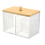 Qtip Holder with Bamboo Lids, 3 Compartments Cotton /Swabs Dispenser,Clear Plastic Bathroom Container 1
