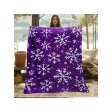 Purple Pink Snowflake Flannel Blanket Soft Warm All-Season