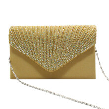 Women's rhinestone envelope clutch bag gold