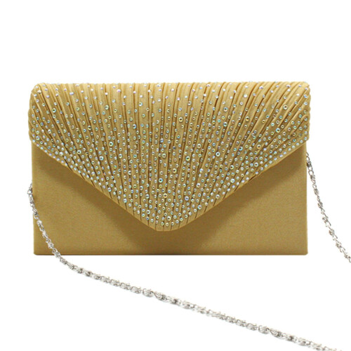 Women's rhinestone envelope clutch bag gold