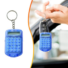 Mini calcolatrice portachiavi, calcolatrice tascabile con coperchio a ribalta, portatile per scuola, ufficio, casa, leggera ed elegante (blu)