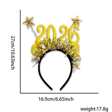 New Year's Eve Party Headband Star Tinsel Yellow 1 Pc