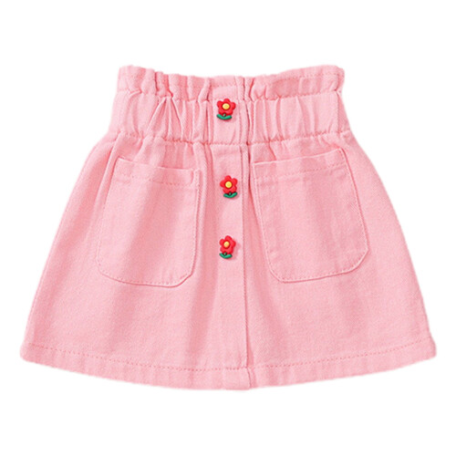 Søde denimskort med elastisk talje og lige ben til piger, lyserøde 4-5 år