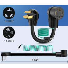 Adaptérový kábel pre sušičky elektromobilov z druhej ruky: 30A125V, 3750W, čistá meď, 10-Gauge, 10-30P až 14-30R, kompatibilný so