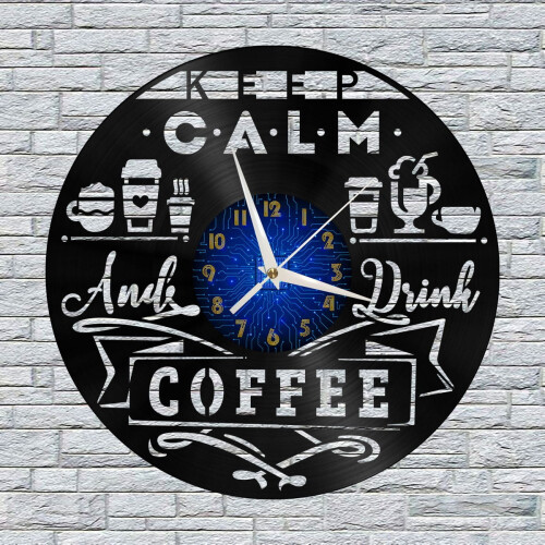 Ρολόι τοίχου με δίσκο βινυλίου Enjoy Coffee 12" – Αθόρυβη, δημιουργική διακόσμηση για