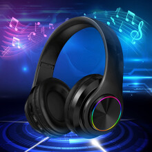 Macaronkleurige Bluetooth-koptelefoon met oplichtend ademend licht, oordopjes voor sport en muziek