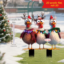 Kerstdecoratie met dierenmotief voor in de tuin, platte 2D-tuindecoratie voor buiten, geschikt voor gazon, tuin en terras.