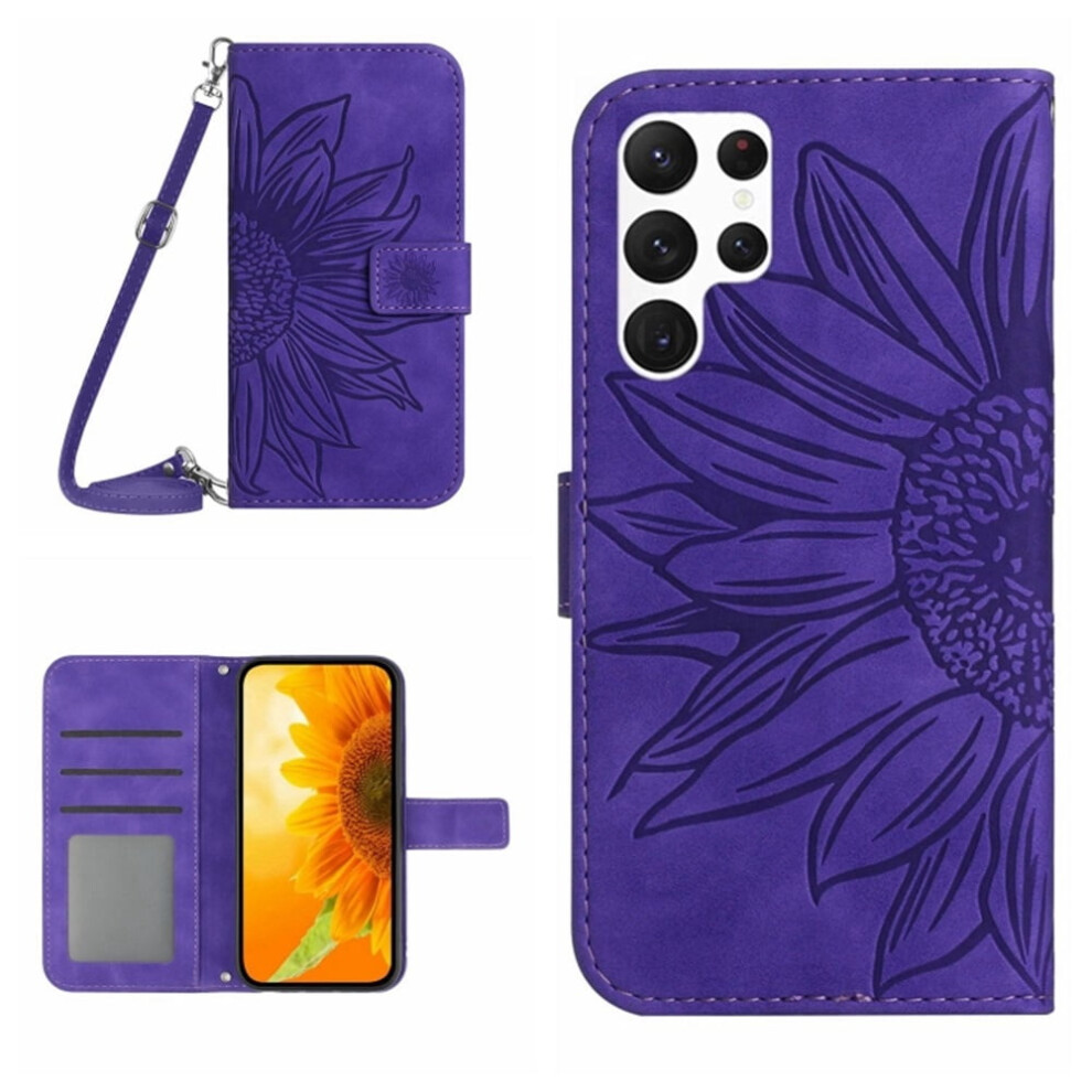 Compatible With Samsung Galaxy S26 Ultra 5G 6.9" Pu Leather Flip Wallet Case Â Sunflower Embossed, Magnetic Closure, Card Slots, Adjustable Strap, 9340959371938
