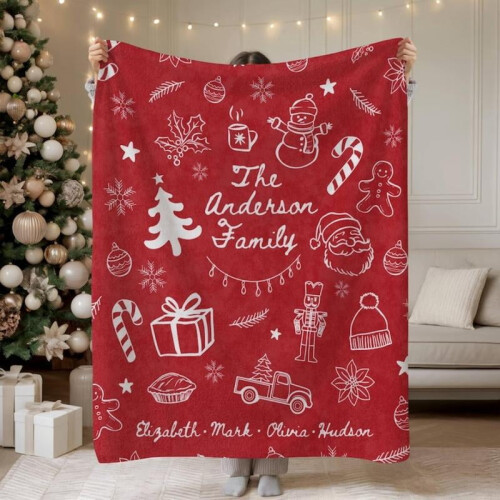 HELLOYOUNG Custom Christmas Blanket Soft Flannel Fleece