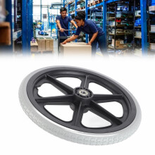 14-inch achterwiel van polyurethaanschuim voor handmatige rolstoelen, transportkarren en zware vrachtwagens – zwart, antislip, waterdicht,
