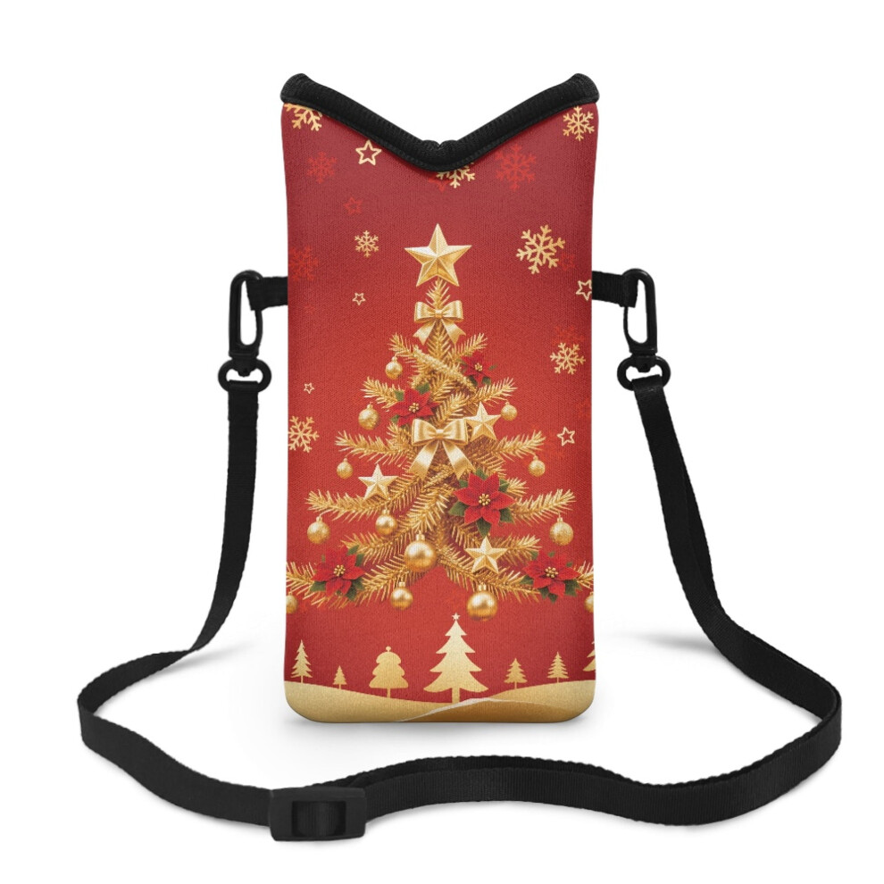 Neoprene Crossbody Phone Bag, Shockproof Sleeve With Removable Strap, 4X8", Christmas Tree Â Compatible With Iphone & Android Red/Yellow 9340959372867