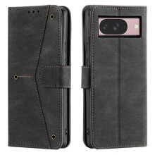 Google Pixel 9/9 Pro 6,3 inch magnetische flip-wallet met kaartsleuven, standaard, anti-val TPU, afneembaar polsbandje, zwart – Compatibel met Pixel