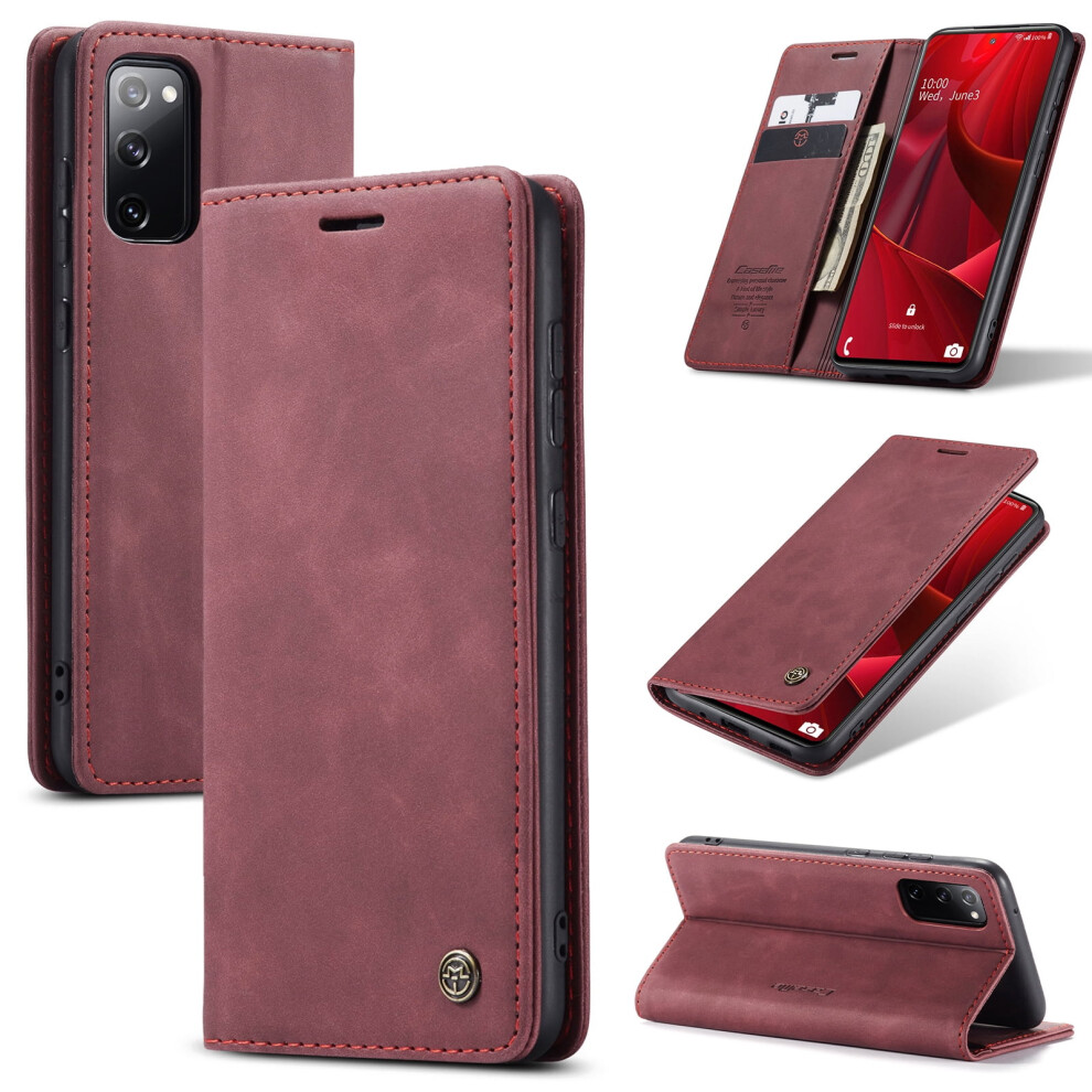 Caseme Leather Flip Wallet Case For Compatible With Samsung Galaxy S20 Fe 5G – Magnetic, Card Holder, Kickstand, Shockproof 9340959372775