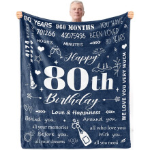 Regali per l'80 compleanno per uomo – Morbida coperta 60x80 pollici per papà, marito, nonno – Compatibile con le decorazioni per l'80
