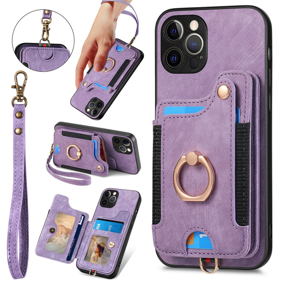Pu Leather Wallet Case For Iphone 12 Pro Purple 937196981618