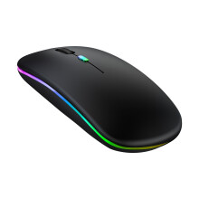 Draadloze LED-muis, slanke oplaadbare, stille draadloze muis, draagbare 2.4G optische draadloze computermuis met USB-ontvanger voor laptop en desktop