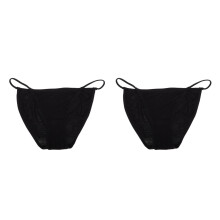 2Stk Schwarze High Cut Baumwolle String Panty Für Und Tanz