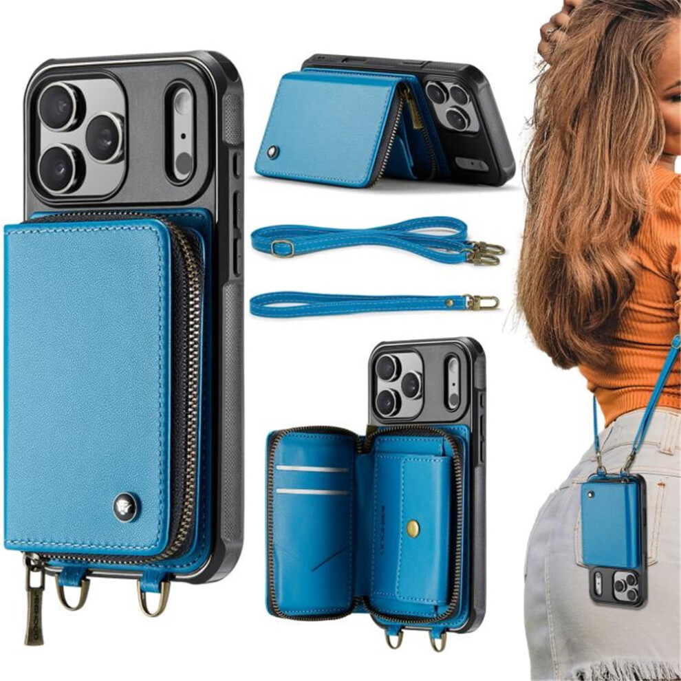 Rfid Wallet Case Compatible With Iphone 17 Pro Max 6.9", Â Protective Purse With Card Slots, Kickstand, Wrist Strap & Zipper Green 9340959374182